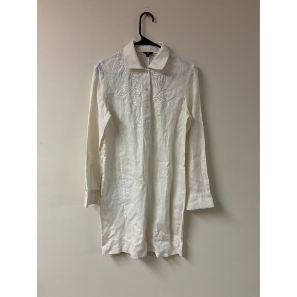 Talbots White Embroidered Long Sleeve Shirt Dress Size 6 Classic Western Look - Picture 1 of 4